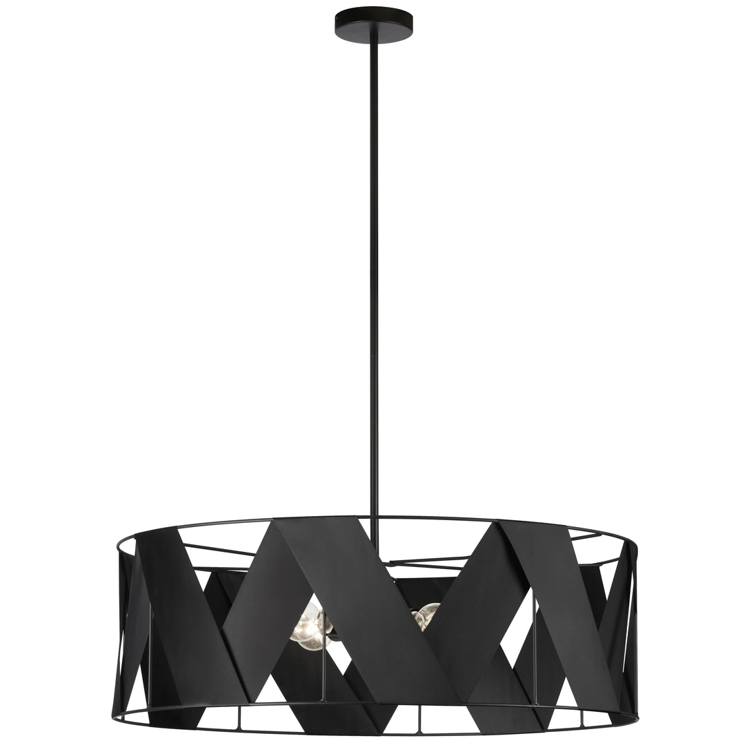 Dainolite 4 Light Incandescent Chandelier, Matte Black with Black Ribbon