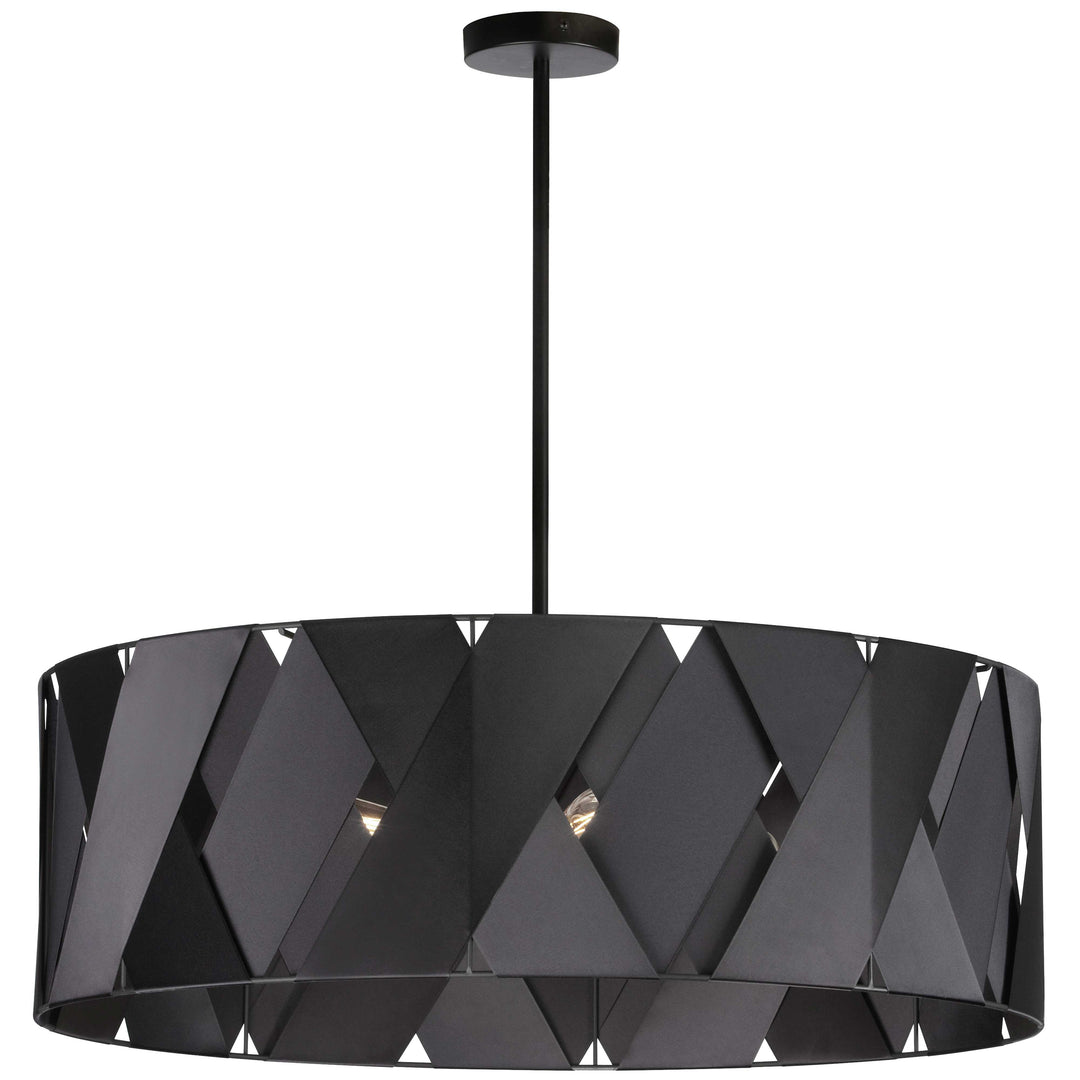 Dainolite 4 Light Incandescent Chandelier, Matte Black with Black Ribbon