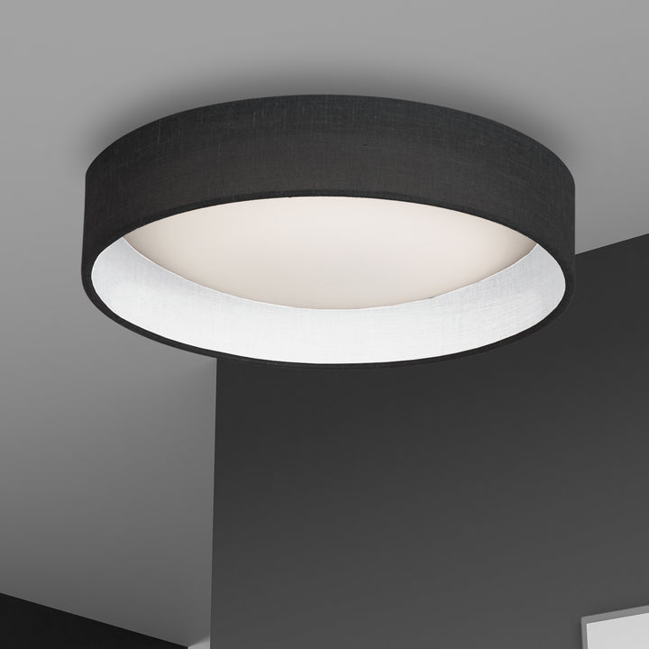 Dainolite LED Flush Mount, Satin Chrome Finish, Black Shade