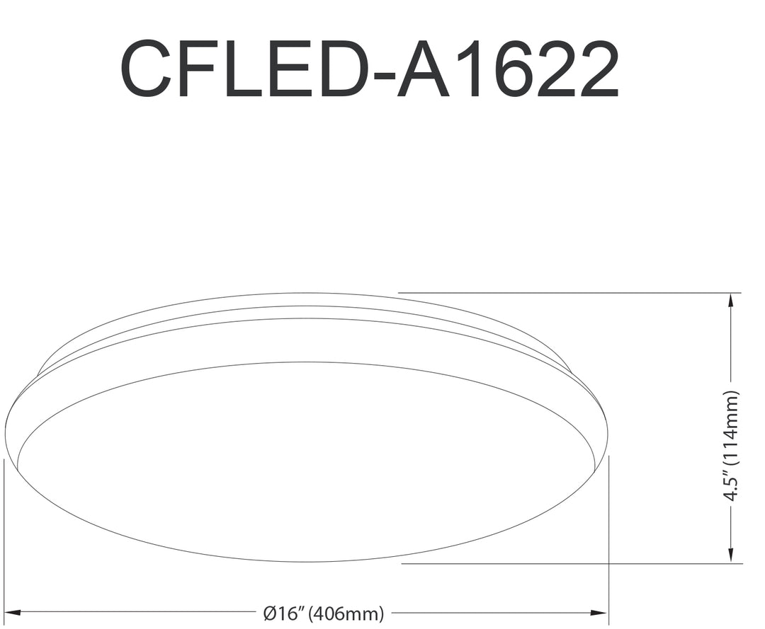 Dainolite LED Ceiling Flush Mount, 16" dia