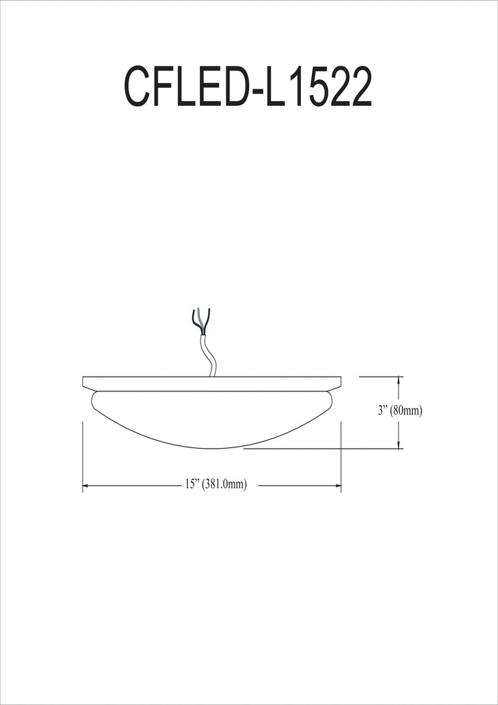 Dainolite LED Ceiling Flush, Polished Chrome Trim, 15” dia