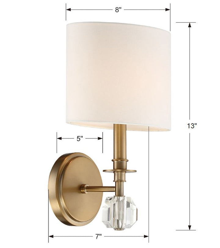 Crystorama Chimes 1 Light Aged Brass Sconce