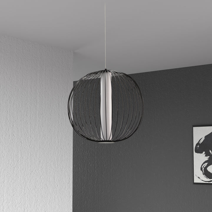 Dainolite 20W LED Pendant, Matte Black with White Acrylic Diffuser