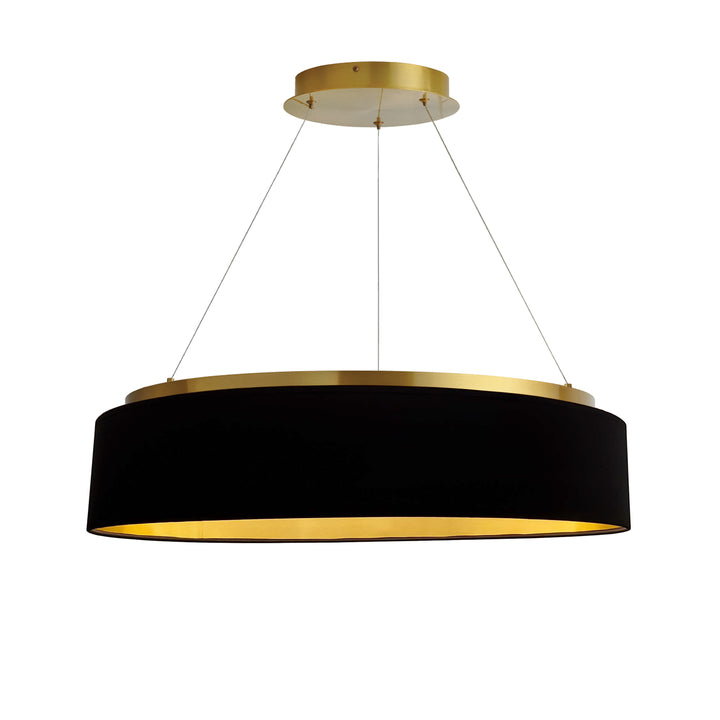 Dainolite 34W Chandelier, Aged Brass w/ Black Shade