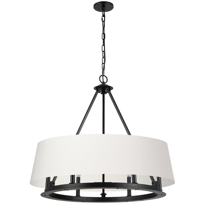 Dainolite 6 Light Incandescent Chandelier Matte Black with White Shades