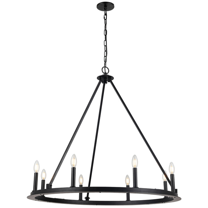 Dainolite 8 Light Incandescent Chandelier, Matte Black