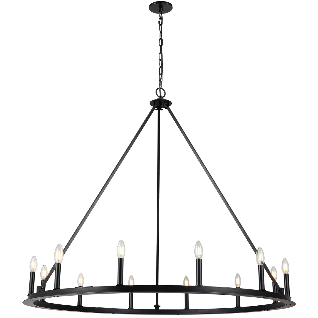 Dainolite 12 Light Incandescent Chandelier, Matte Black