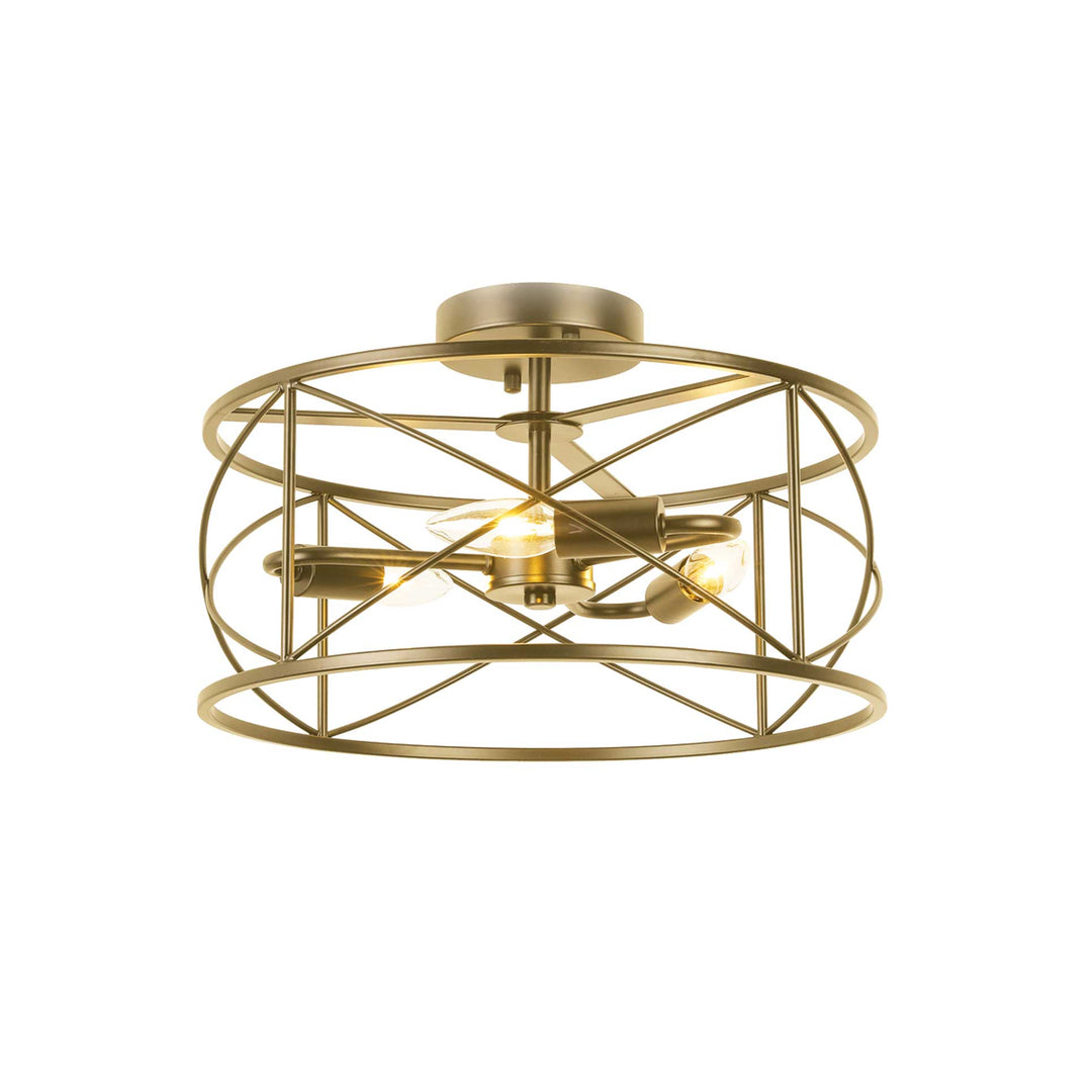 Dainolite 3 Light Incandescent Calah Semi-Flush Mount Aged Brass