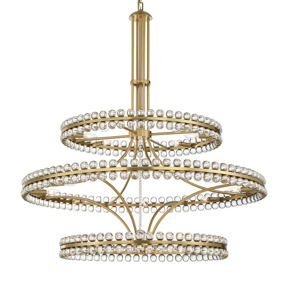 Crystorama Clover 24 Light Aged Brass Chandelier