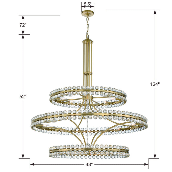 Crystorama Clover 24 Light Aged Brass Chandelier