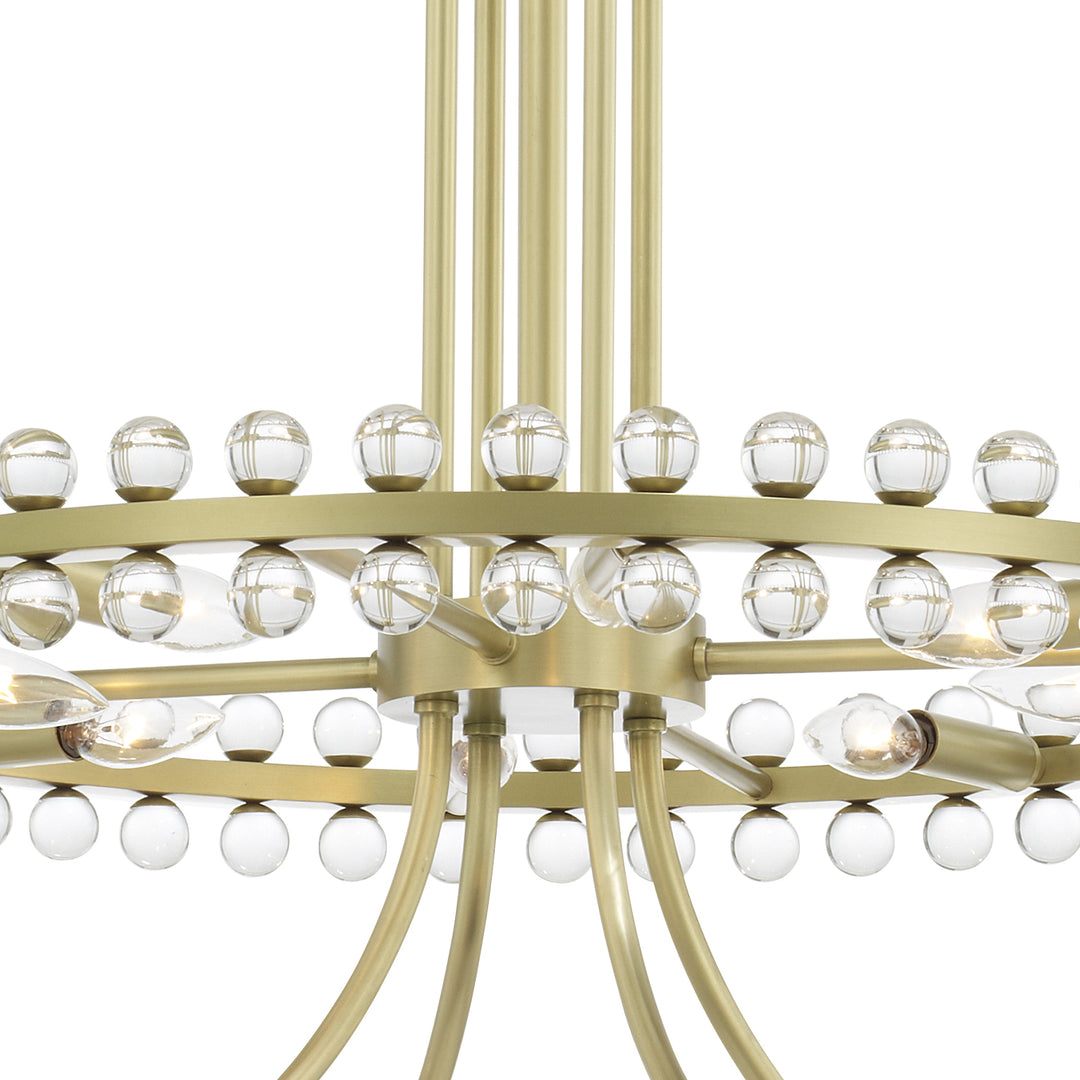 Crystorama Clover 24 Light Aged Brass Two-tier Chandelier