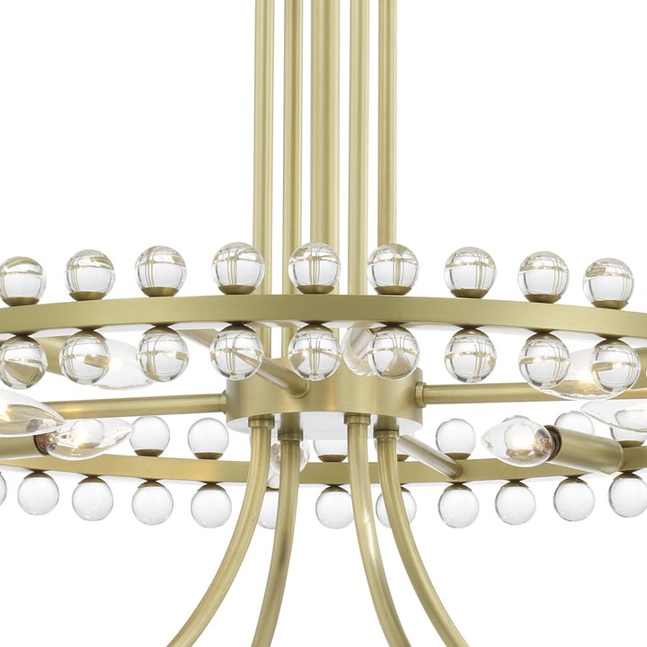 Crystorama Clover 24 Light Aged Brass Two-tier Chandelier