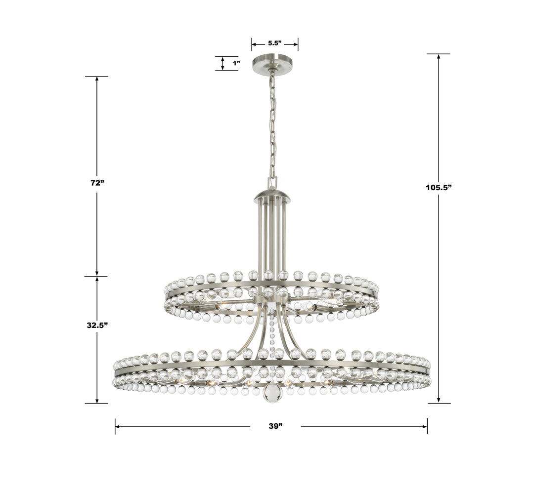 Crystorama Clover 24 Light Aged Brass Two-tier Chandelier