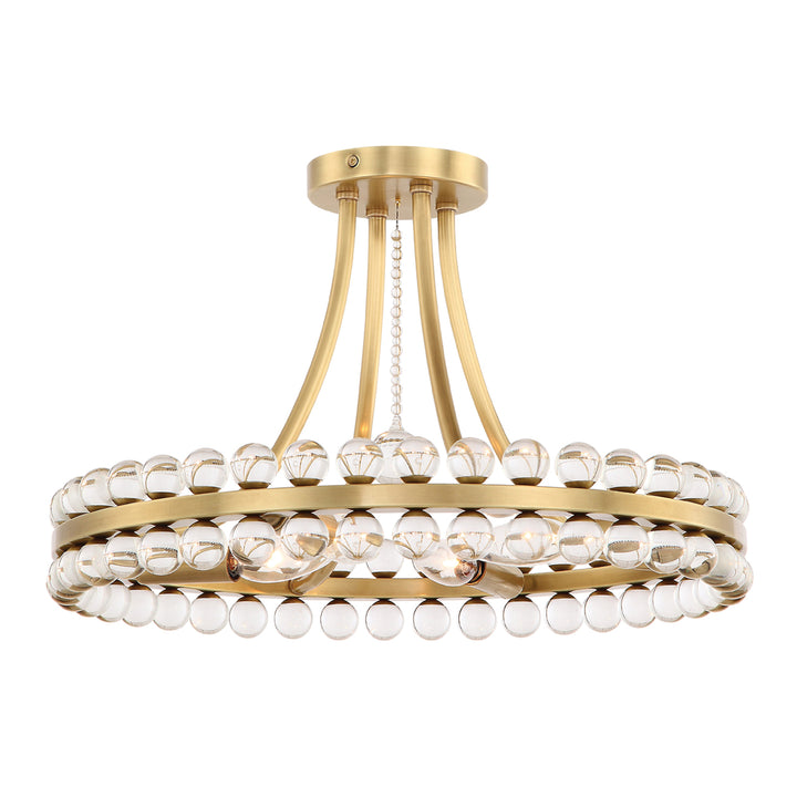 Crystorama Clover 4 Light Aged Brass Semi Flush Mount