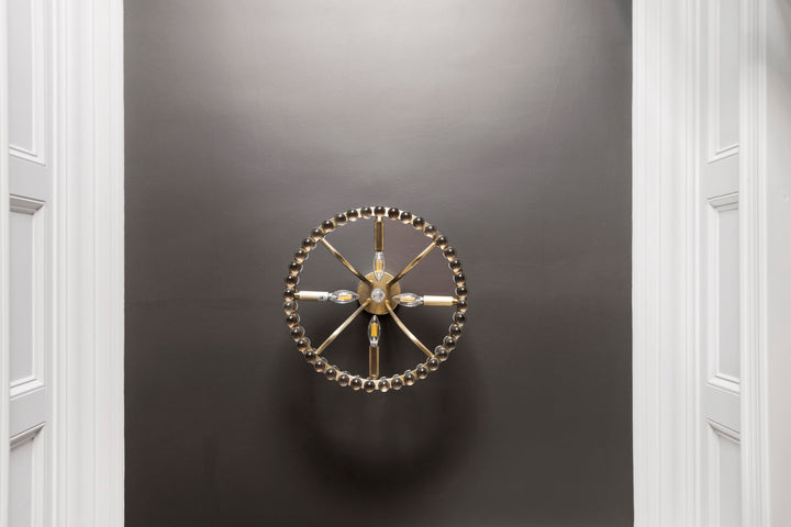 Crystorama Clover 4 Light Aged Brass Semi Flush Mount