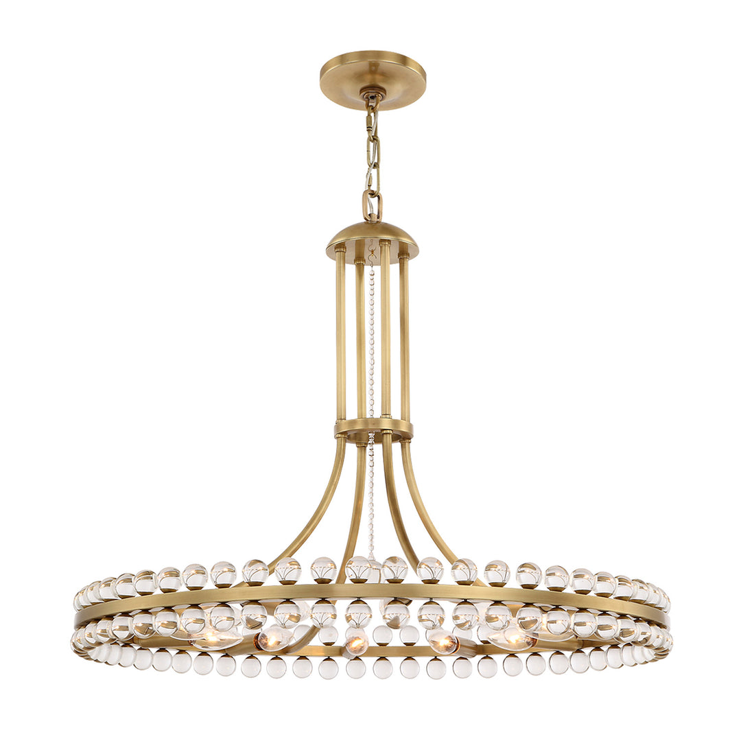 Crystorama Clover 8 Light Aged Brass Chandelier