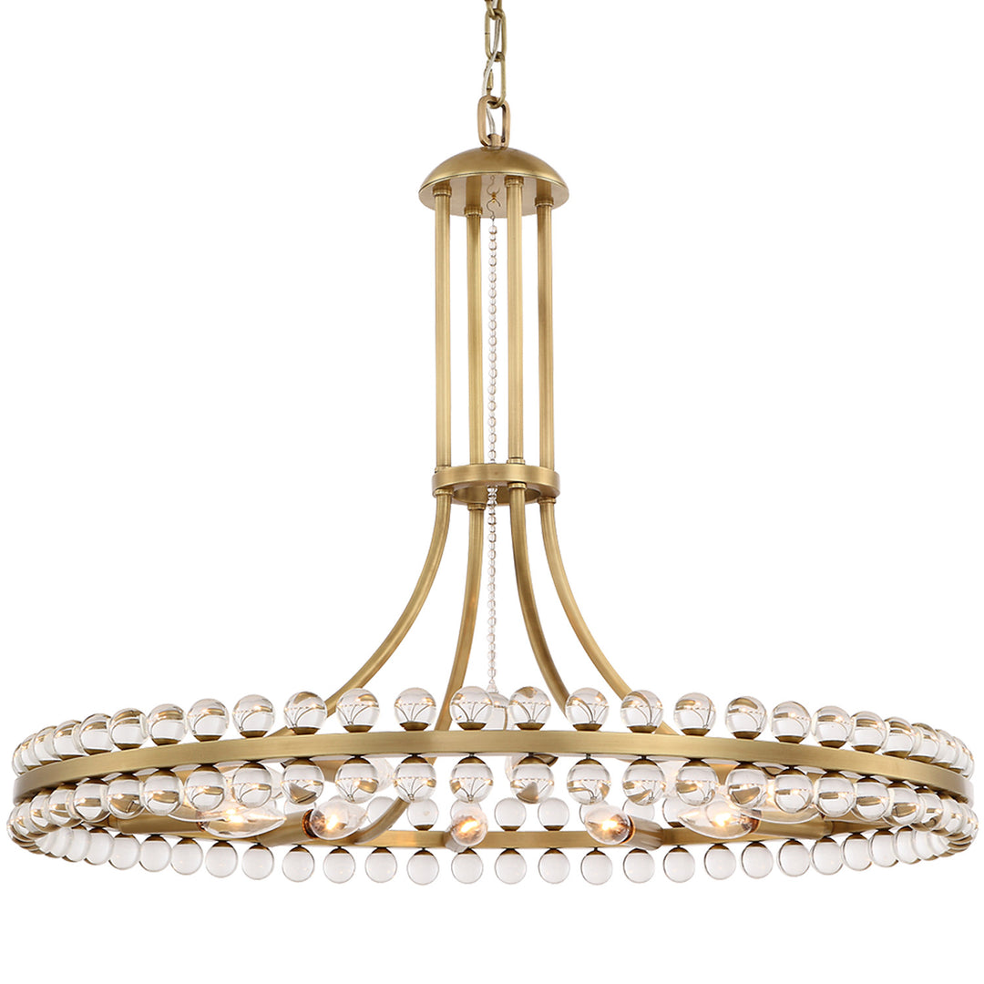 Crystorama Clover 8 Light Aged Brass Chandelier