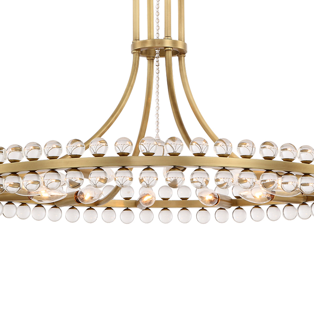 Crystorama Clover 8 Light Aged Brass Chandelier