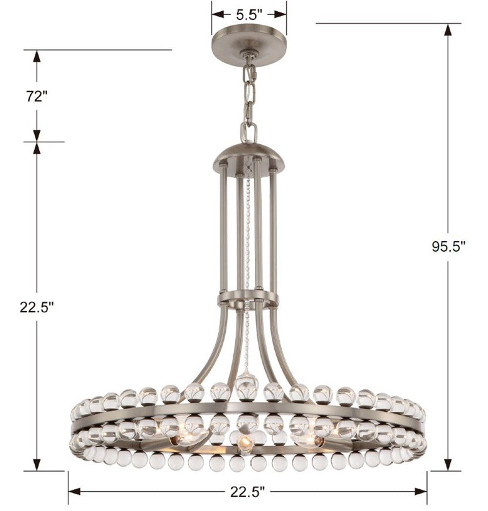 Crystorama Clover 8 Light Aged Brass Chandelier