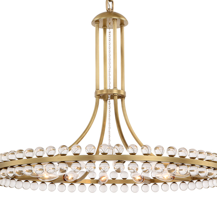 Crystorama Clover 12 Light Aged Brass Chandelier