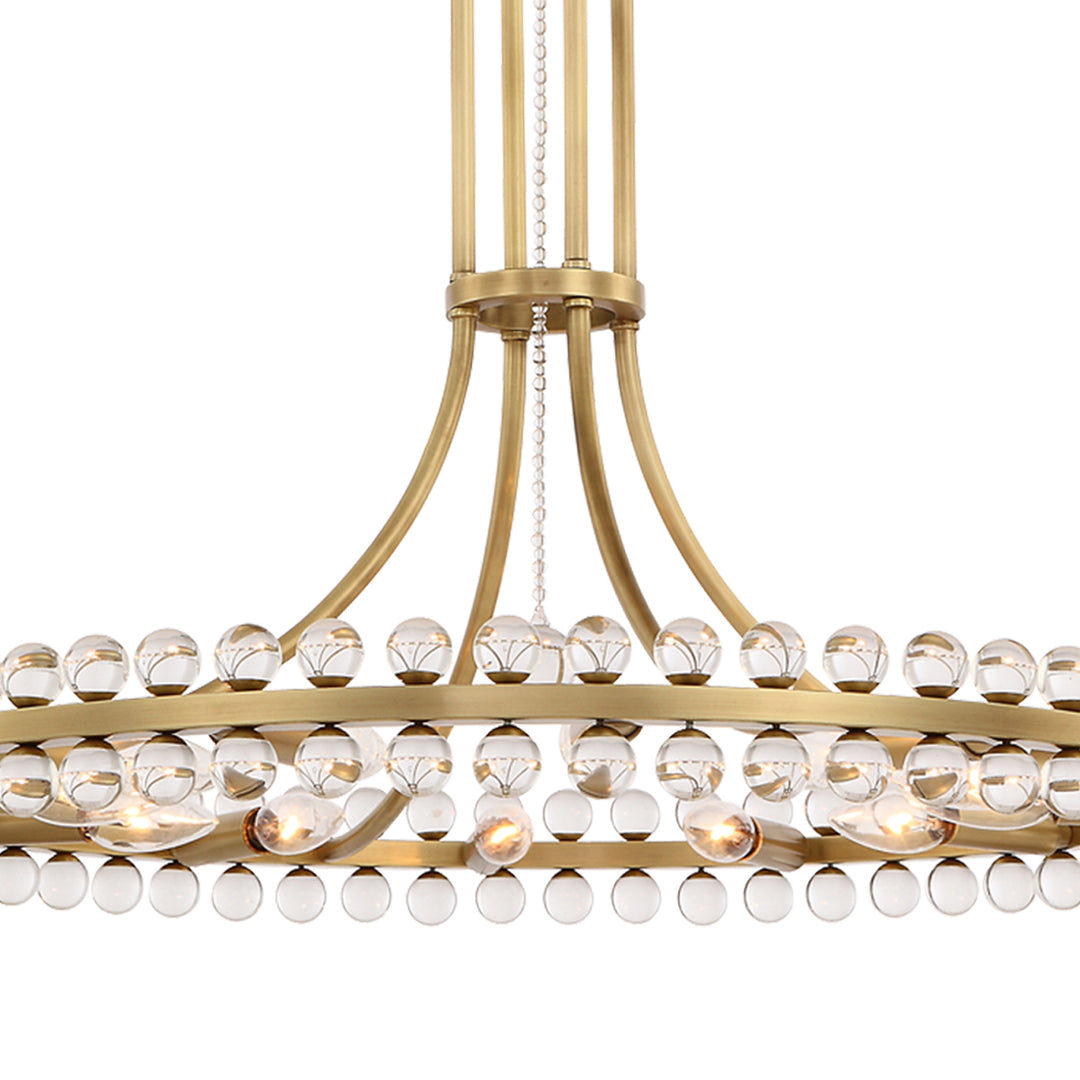 Crystorama Clover 12 Light Aged Brass Chandelier