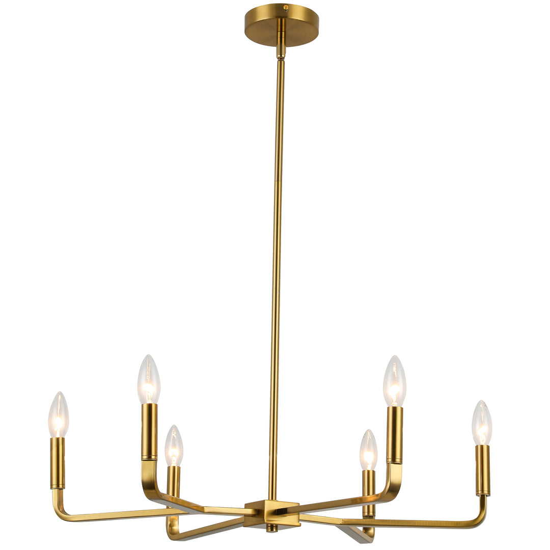 Dainolite 6 Light Incandescent Chandelier, Aged Brass