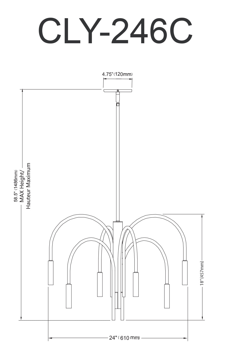 Dainolite 6 Light Incandescent Chandelier, Aged Brass