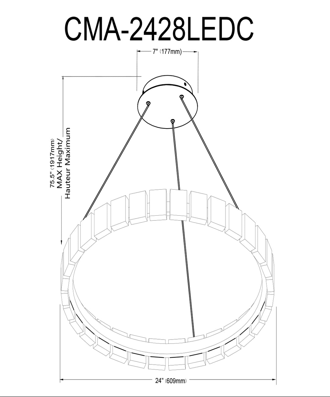 Dainolite 34W LED Camila Chandelier w/ Clear Acrylic