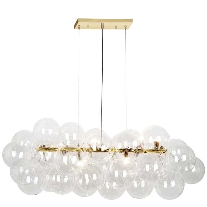 Dainolite 10 Light Halogen Horizontal Pendant, Aged Brass with Clear Glass