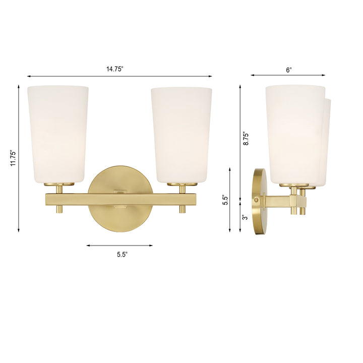 Crystorama Colton 2 Light Aged Brass Bathroom Vanity