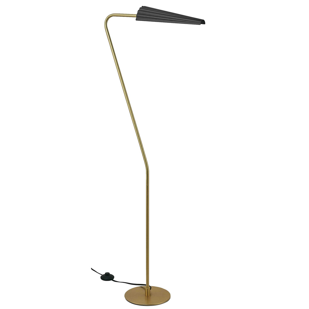 Dainolite 1 Light Incandescent Cassie Floor Lamp Aged Brass w/ a Matte Black Shade