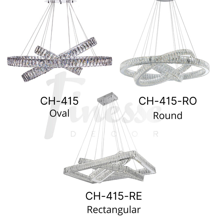 Crystal Elegance LED Chandelier // 3 Ovals