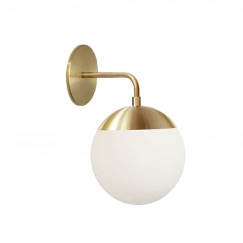 Dainolite 1 Light Halogen Aged Brass Wall Sconce w/ White Glass