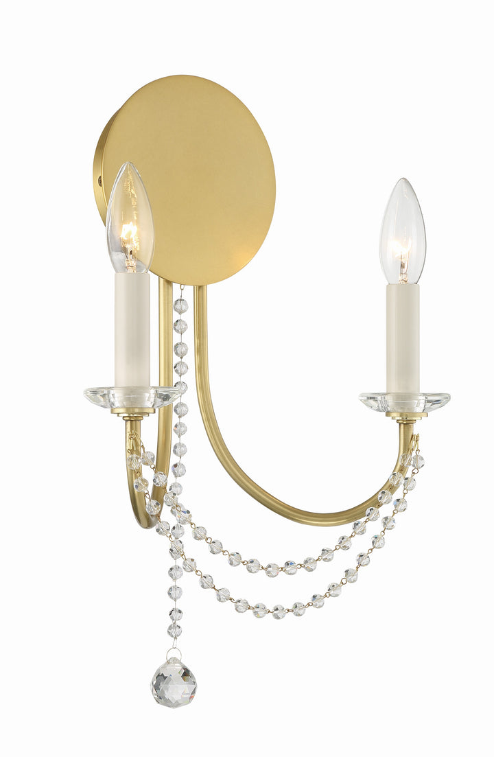 Crystorama Delilah 2 Light Aged Brass Sconce