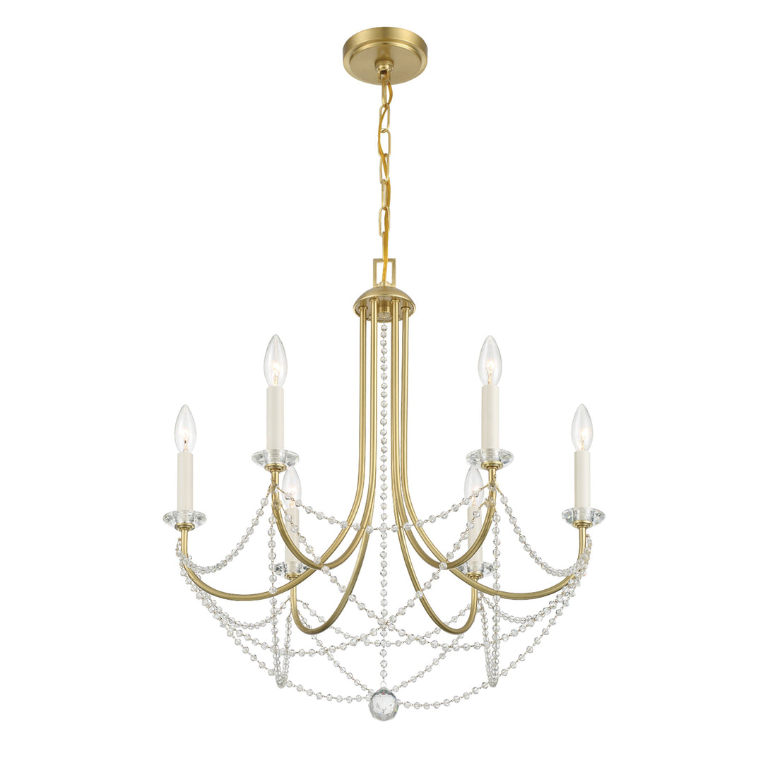 Delilah 6 Light Aged Brass Chandelier