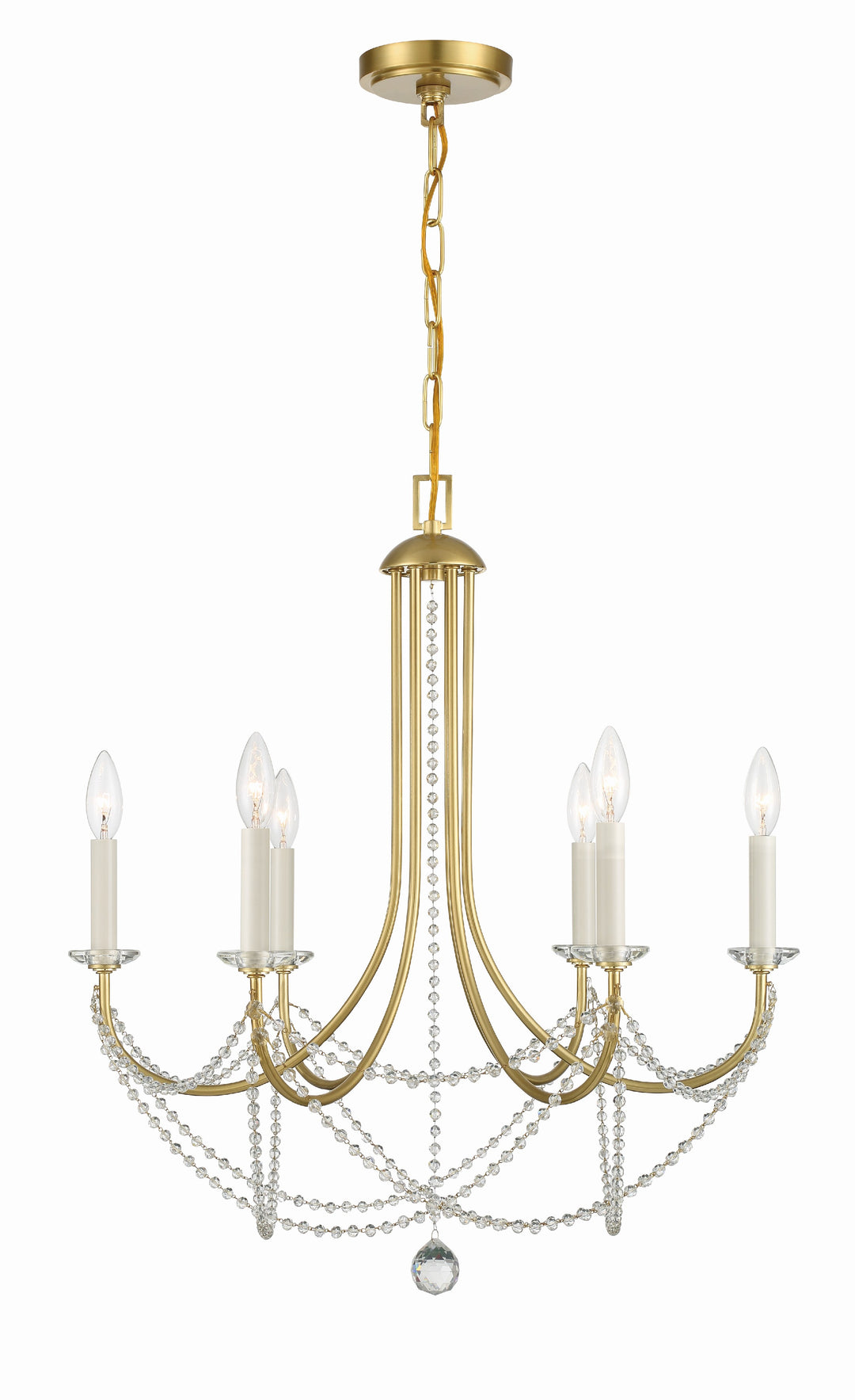 Crystorama Delilah 6 Light Aged Brass Chandelier