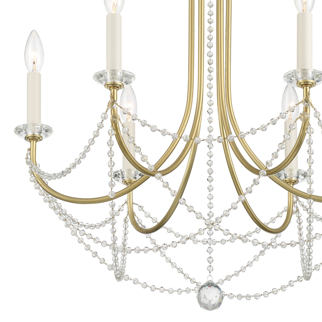 Crystorama Delilah 6 Light Aged Brass Chandelier