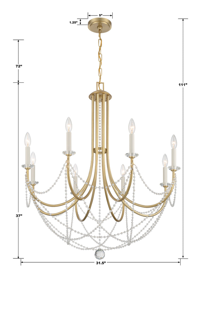 Crystorama Delilah 8 Light Aged Brass Chandelier