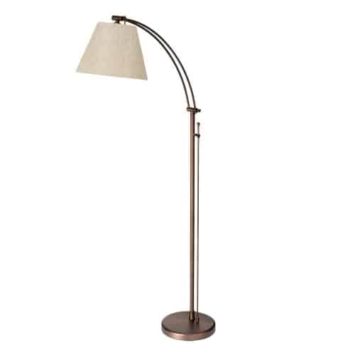 Dainolite 1 Light Incandescent Adjustable Floor Lamp, Aged Brass with White Shade