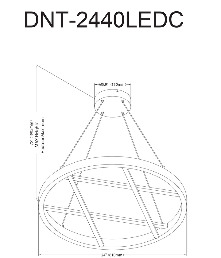 Dainolite 40W Chandelier, Aged Brass w/ White Silicone Diffuser