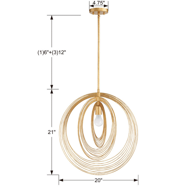 Crystorama Doral 1 Light Renaissance Gold Pendant