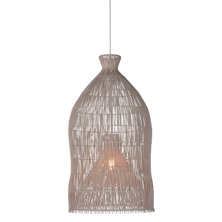 Ivan 22" Diameter Rattan and Iron Pendant Light in Ivory