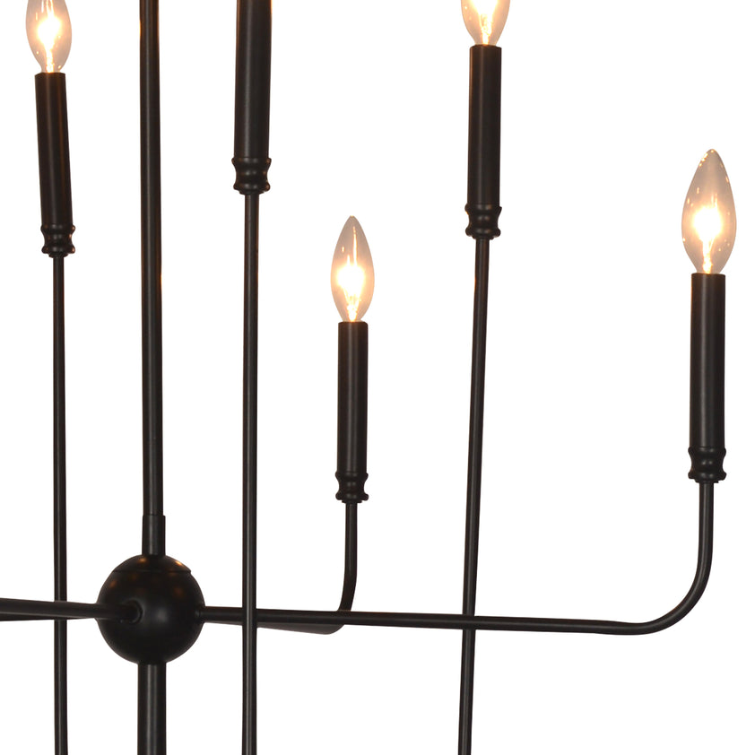 Ashton Modern Tiered Chandelier Finished in Matte Black