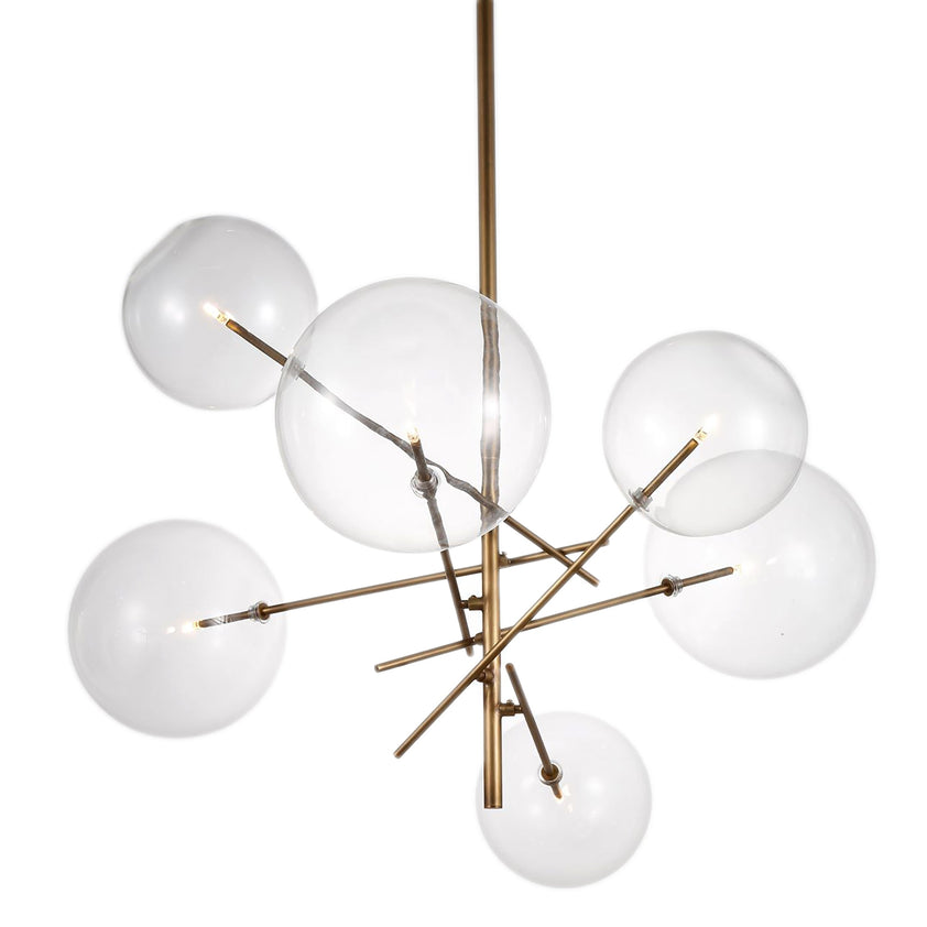 Madeline 53" Long Brass and Glass Modern Chandelier