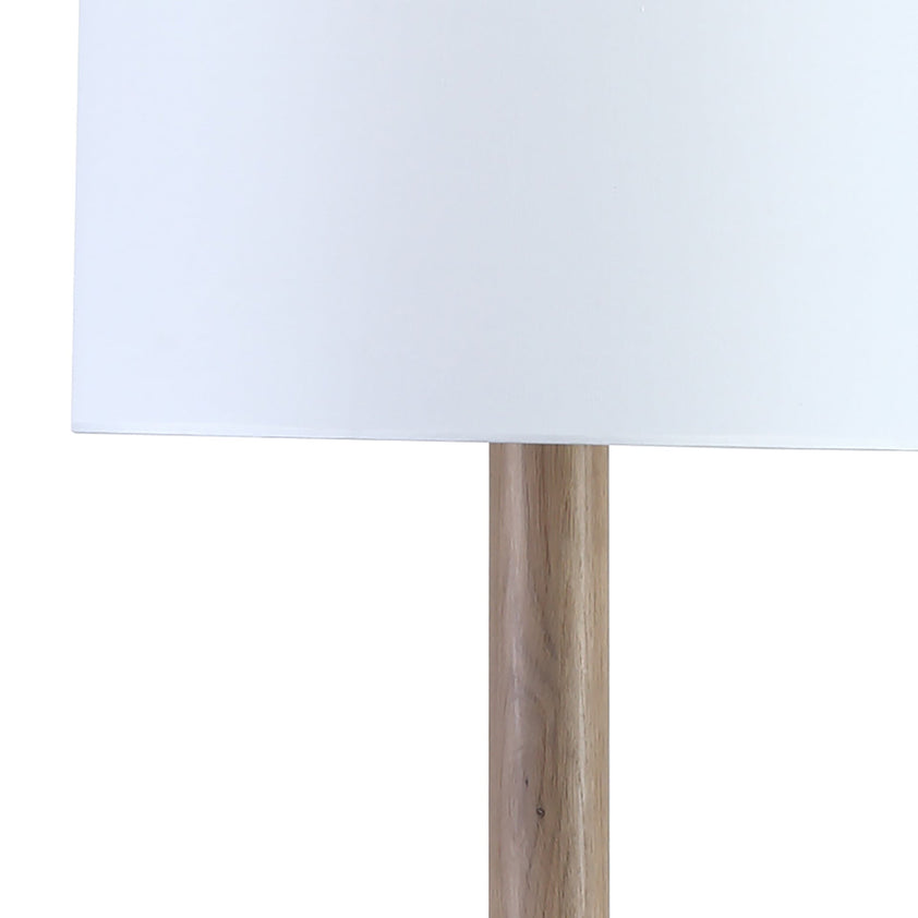 Dalin 70" Tall Modern Oak Carved Floor Lamp with White Drum Shade