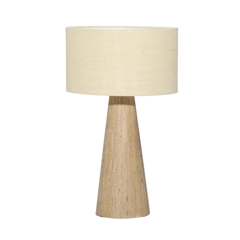 Jennie Table Lamp Travertine Stone and Jute Shade - Natural