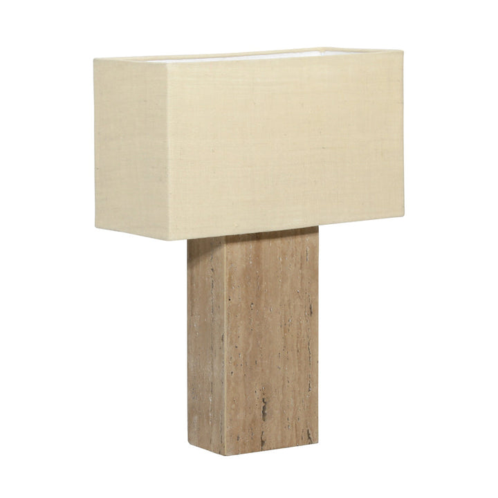 May Table Lamp Travertine Stone and Jute Shade - Natural