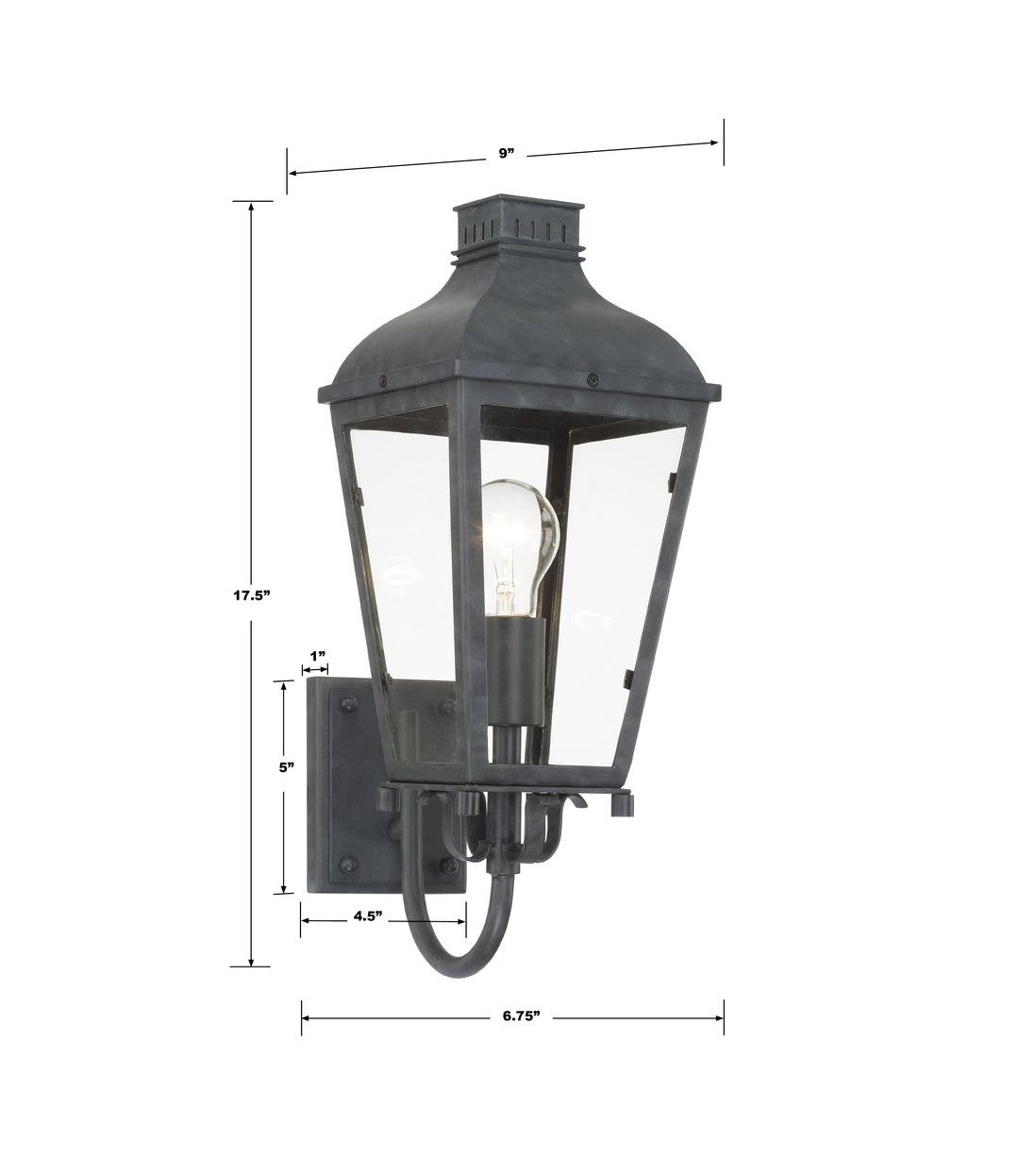 Crystorama Dumont 1 Light Graphite Outdoor Sconce