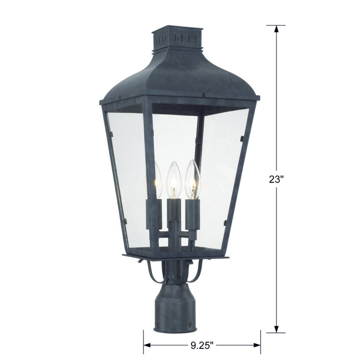 Crystorama Dumont 3 Light Graphite Outdoor Post