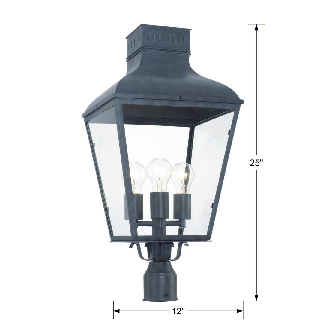 Crystorama Dumont 3 Light Graphite Outdoor Post